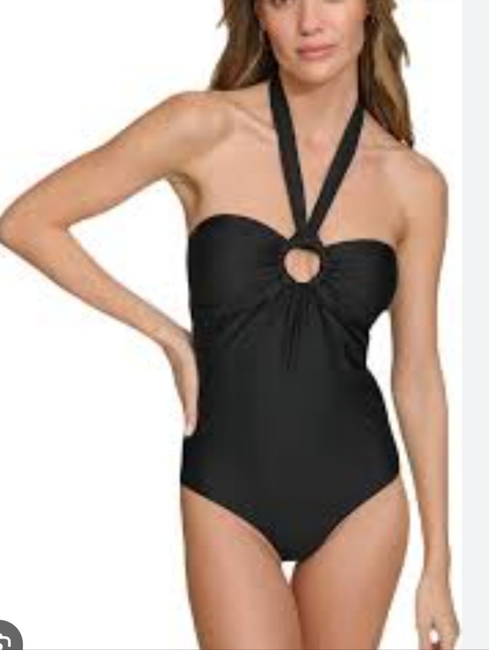 DKNY Black Ring Halter Neck One-Piece Swimsuit With Tummy Control Size Medium - Picture 4 of 8